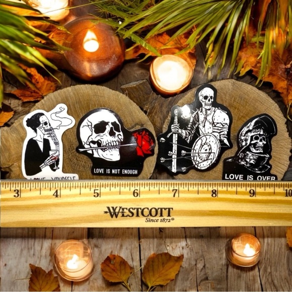 NEW 4 Love Sick Skeletons Waterproof Vinyl Stickers - Picture 6 of 7